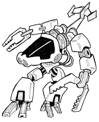 Sci Fi Robot   Space Crab Coloring Page